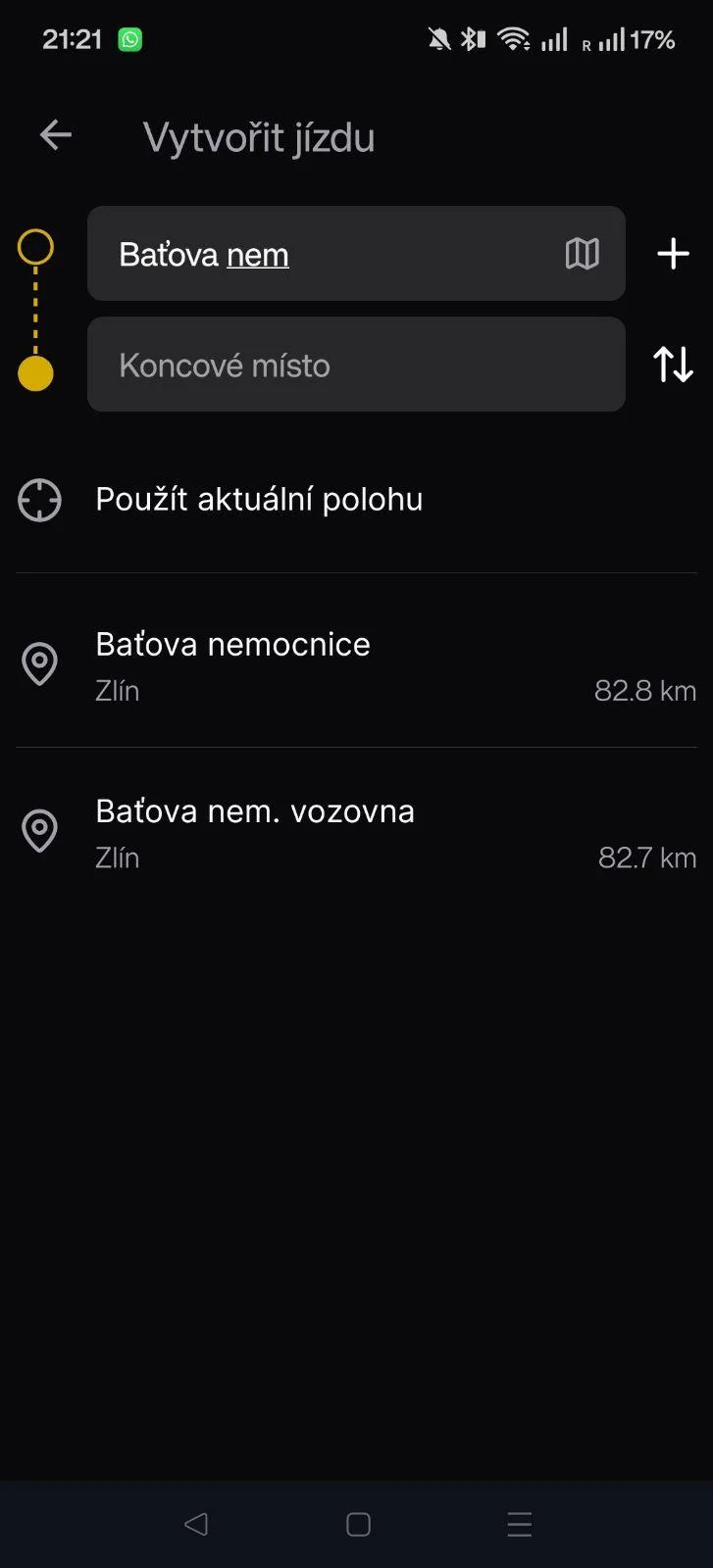 Vyplnění trasy